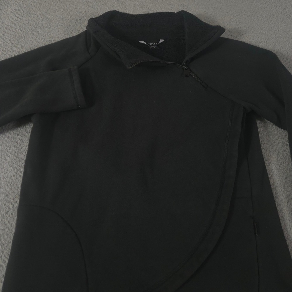 Athleta Pullover Womens Small Black Cozy Karma Asymmetrical Zip Fleece Thumbhole